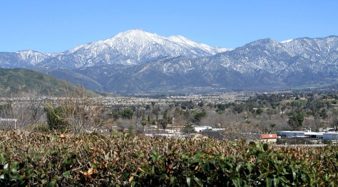 View of the San Bernardino Mountain Range from across the Yucaipa Valley